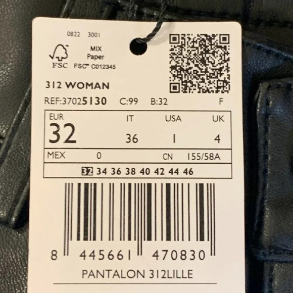 Mango MNG Women's Leather Effect High Waist Straight Pants Size 32 NWT‎ - Picture 8 of 16